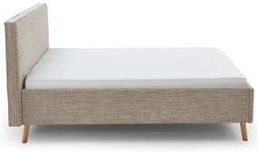 Beżowe tapicerowane łóżko dwuosobowe ze schowkiem i stelażem 180x200 cm Riva – Meise Möbel