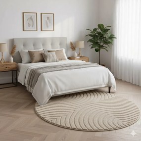 Dywan nowoczesny 3D Art beżowy Geometria koło 80 cm x 80 cm