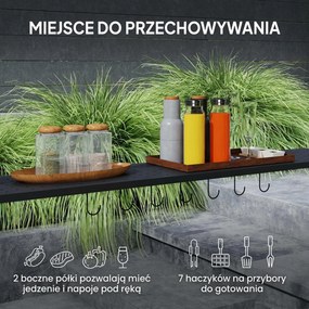 Outsunny Pawilon Grillowy, 2 Boczne Półki, Haki, Rama ze Stali, 1,1 x 2,3m, Ciemnoszary