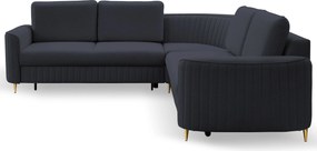 Masseno Narożnik VELA z funkcją spania i pojemnikiem na pościel Narozniki L, Rozkładana sofa - Granatowy, CASTEL 79