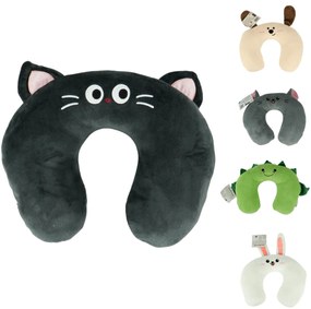 Poduszka podróżna TRAVEL FRIENDS 33x25 cm pluszowa - różne kolory Kolor: Biały