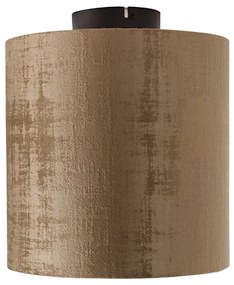 Lampa sufitowa czarny matowy aksamitny klosz brązowy 25 cm - Combi Nowoczesny Oswietlenie wewnetrzne