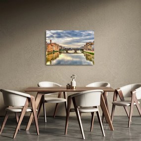 Obraz na szkle - miasto z rzeką (70x50 cm)