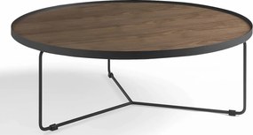Okrągły stolik kawowy z orzecha włoskiego i czarnej stali 2006 ANGEL CERDA