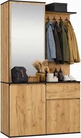 Garderoba dąb craft z lustrem oraz wieszakami E9-B27