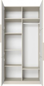 Szafa Asha 100 cm z ryflowanym frontem i metalowymi uchwytami- kaszmir / kaszmirowe uchwyty