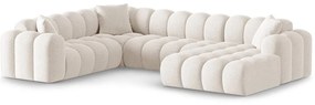 Kremowy narożnik z tkaniny szenilowej (lewostronny/w kształcie litery U) Treno – Cosmopolitan Design