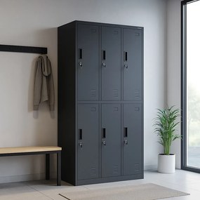Szafa socjalna 6-skrytkowa Igor 90x45x185 cm, antracyt