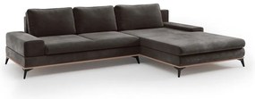 Ciemnobrązowy rozkładany narożnik z aksamitnym obiciem Windsor &amp; Co Sofas Astre, prawostronny