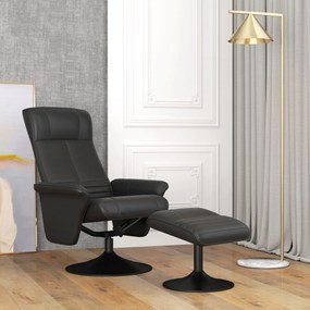 HOMCOM Fotel z podnóżkiem, obrotowy, ergonomiczny, w wyglądzie mikrofałdy, do 150 kg, Czarny