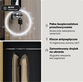 Szafa metalowa wielofunkcyjna antracytowa/orzech, 900x1850x450 mm: DAWID Eco Design