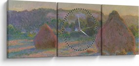 Obraz - Claude Monet, Stacks of Wheat (End of Summer) , reprodukcje (z zegarem) (90x30 cm)