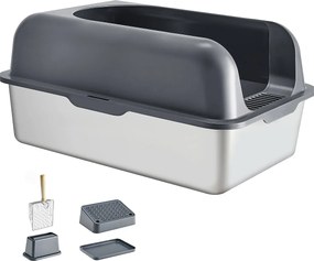 Kuweta dla Kota, SucceBuy 15,24 cm Głęboka Kuweta ze Stali Nierdzewnej ze Stopniem Filtrującym