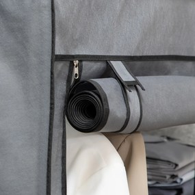 HOMCOM Szafa Materiałowa, Rozwiązanie do Przechowywania, 6 Półek, 1 Drążek na Ubrania, Ciemnoszary