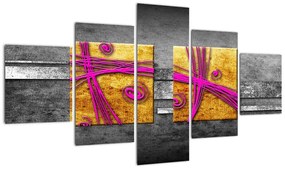Obraz kolorowych kwadratów na czarnym tle (125x70 cm)