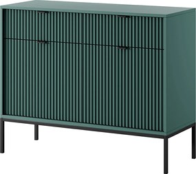 Komoda: 2 szuflady, 2 drzwi, labrador, czarna, 104 x 83 x 39 cm, czarne uchwyty