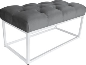 Ławka CHESTERFIELD tkanina Welur loft ławka metal : Kolor Stelaża - Biały, Kolor tkaniny - VELVET - BL14, Typ tkaniny - Velvet