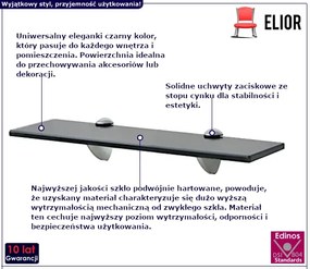 Elegancka czarna szklana półka 40x20 - Imker