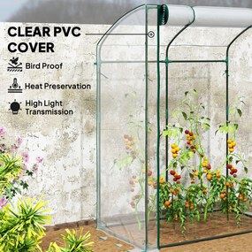 Outsunny Szklarnia z Drzwiami Łukowym Dachem Odporna na Zimę, Szklarnia Foliowa ze Stali 128 x 70 x 170 cm Przezroczysta