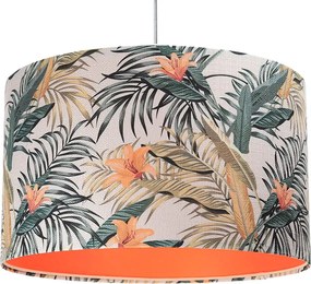 Pomarańczowa lampa wisząca z abażurem w kwiaty - S367 M7-M98