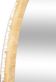 Lustro łazienkowe z oświetleniem LED, bambusowa rama, Ø 57 cm