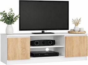 Skandynawska szafka RTV biała + dąb sonoma W0-F77