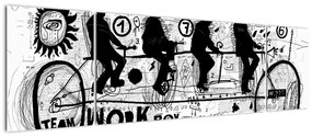 Obraz - Praca zespołowa, jazda na rowerze (170x50 cm)