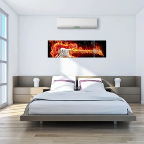 Obraz - Gitara w płomieniach (170x50 cm)