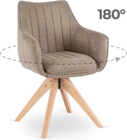 Krzesło Tapicerowane Obrotowe do Salonu LEMON Beżowe Nowoczesne Skandynawskie