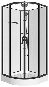 Kabina prysznicowa z hydromasażem z włókna bambusowego - Czarny mat - szer. 80 x gł. 80 x wys. 225 cm - ZALIFA