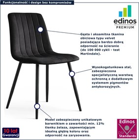 Zestaw 4 czarnych krzeseł pikowanych - Selvaro