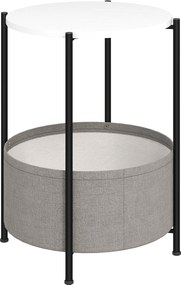 HOMCOM Okrągły stolik pomocniczy z koszem na tkaniny, 2-poziomowy stolik kawowy do salonu, sypialni, małe przestrzenie, metal, szary+biały