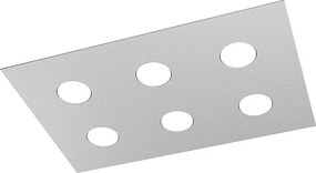 Lampa sufitowa prostokątna Toplight Area 6-punktowa z oprawką GX53, szara rama, nowoczesny design 60x40x3 cm