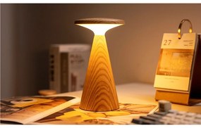 Lampa stołowa LED w naturalnym kolorze z drewnianym kloszem (wysokość 21 cm) Sylva – Gingko