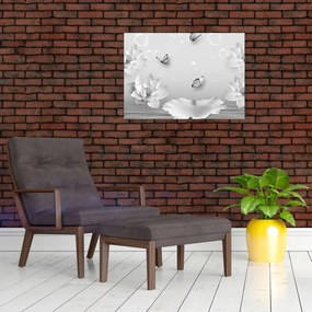 Obraz - Kwiatowy wzór z motylkami (70x50 cm)