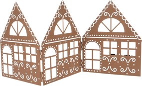 Świąteczna dekoracja metalowa Three houses brązowy, 50 x 20 x 2,5 cm