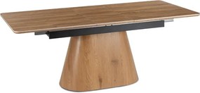 Zestaw Stół Rozkładany Ceramiczny LIZBONA 160-200 cm Dąb i 4 Krzesła ORBI Czarne/Dąb