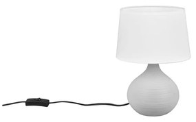 Biało-brązowa lampa stołowa z ceramiki i tkaniny Trio Martin, wys. 29 cm