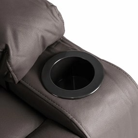 Fotel Masujący BOX Rozkładany Wypoczynkowy z Podnóżkiem Ciemnobrązowy Ekoskóra Nowoczesny