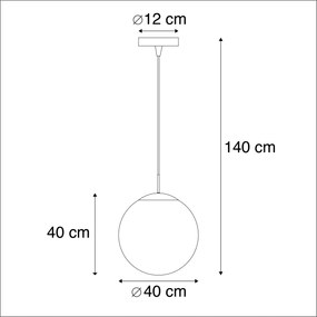 Nowoczesna lampa wisząca mosiężna z przydymionym szkłem 40 cm - Kula Nowoczesny Oswietlenie wewnetrzne