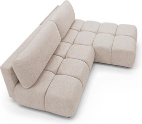 Narożnik Lerio prawostronny z funkcją spania - jasno beżowa dzianina hydrofobowa Blur 02