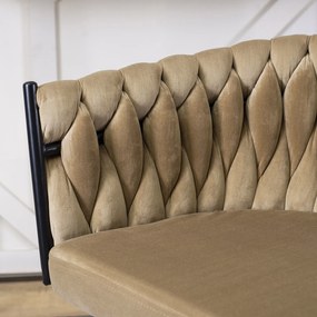 Krzesło Tapicerowane Plecione do Salonu EMPOLI Beżowe Welurowe Nowoczesne Loft