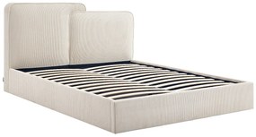 Łóżko ze skrzynią 160 x 200 cm - welur sztruksowy - Beżowy - NAYOLA
