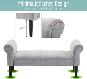 HOMCOM ławka tapicerowana ławka do siedzenia taboret elegancka materiał lniany jasnoszary 103x48x38 cm
