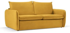 Musztardowa aksamitna rozkładana sofa 214 cm Vienna – Cosmopolitan Design