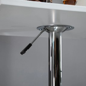 HOMCOM Regulowany stół barowy, obrotowy o 360°, nogi odporne na zarysowania, stabilna metalowa podstawa, Biały