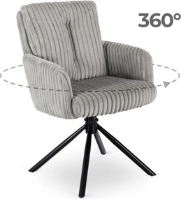 Zestaw Stół Rozkładany IBIZA 160-240 cm Czarny Marmur i 4 Krzesła Tapicerowane JUNE Szare Sztruksowe