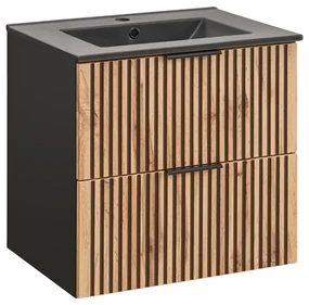 Szafka pod umywalkę XILO BLACK WOTAN 82 60cm czarna/dąb COMAD