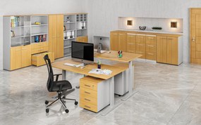 Szafa biurowa z drzwiami niskimi PRIMO GRAY, 800 x 500 x 1781 mm, szary/buk