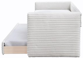 Łóżko 90x200 z drugim miejscem do spania, kremowy plusz ALABAMA